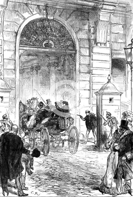 The attempt to shoot the King of Spain at Madrid, 1880. Creator: Unknown.