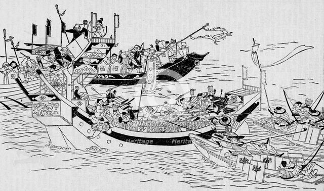 The attempted Mongol invasion of Japan, 1281 (1907). Artist: Unknown.
