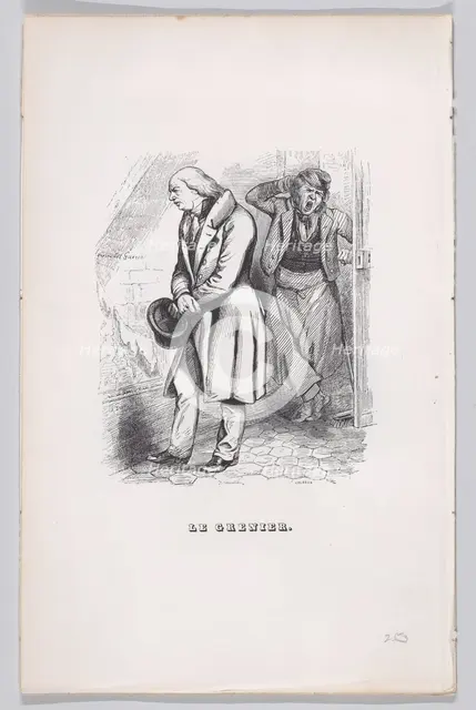 The Attic from The Complete Works of Béranger, 1836. Creator: Cherrier.