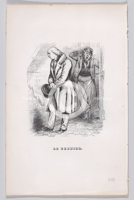 The Attic from The Complete Works of Béranger, 1836. Creator: Cherrier.