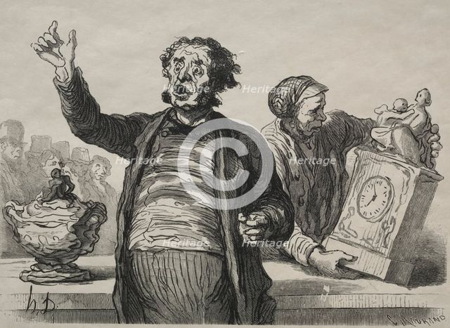 The Auction Room: The Town Crier. Creator: Honoré Daumier (French, 1808-1879).