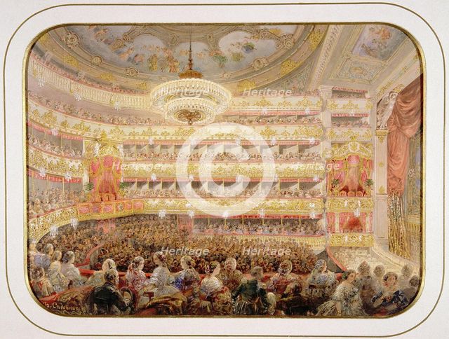 The Auditorium of the Saint Petersburg Imperial Bolshoi Kamenny Theatre.