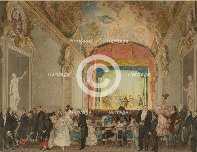 The auditorium of the Theatre at the House of Prince Grigory Ivanovich Gagarin in Rome, c. 1830.