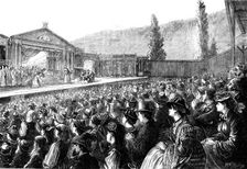 The audience at the Passion Play, Ober-Ammergau, 1871. Creators: Unknown, Matthew White Ridley