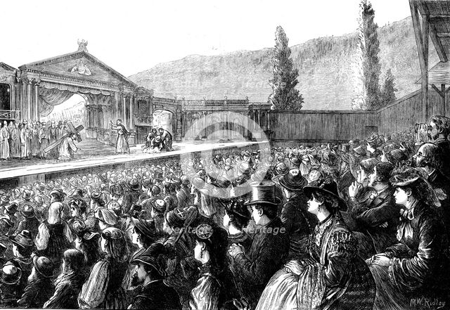 The audience at the Passion Play, Ober-Ammergau, 1871. Creators: Unknown, Matthew White Ridley.