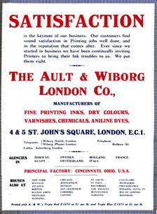 The Ault & Wiborg London Co. Advert - Satisfaction 1919. Artist: Ault & Wiborg