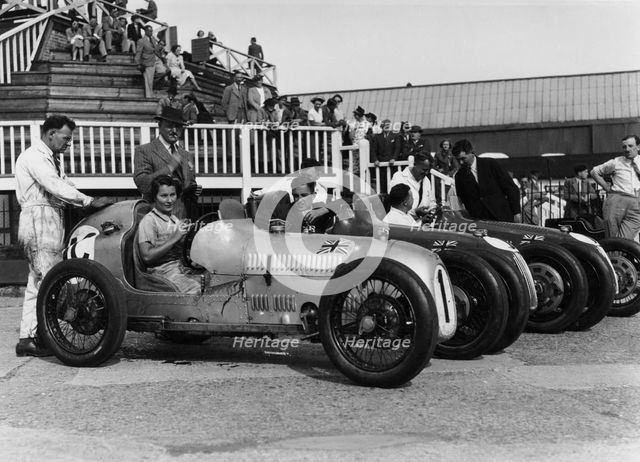 The Austin 7 team at Brooklands, Surrey, 1937. Artist: Unknown