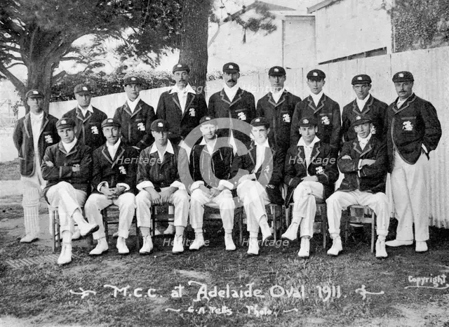 The Australian-touring English cricket team of 1911-1912.Artist: CA Petts
