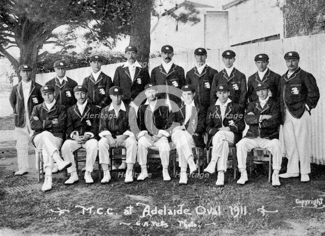 The Australian-touring English cricket team of 1911-1912.Artist: CA Petts