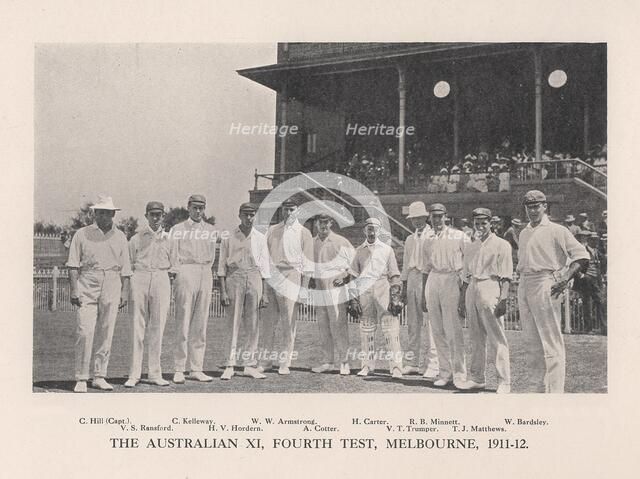 The Australian XI for the Fourth Test vs England at Melbourne, 1911 (1912). Artist: Sears.