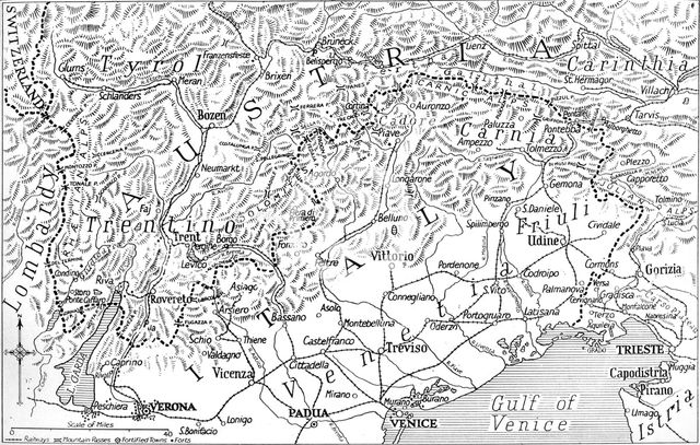 'The Austrian Frontier of Italy', 1915. Artist: Unknown.