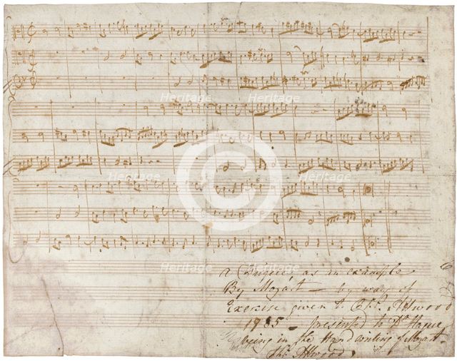The autograph manuscript of a three-part Fugue in C, K. deest.