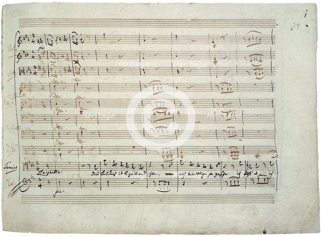 The autograph manuscript: The Magic Flute. Act I aria This portrait is enchantingly beautiful..., 