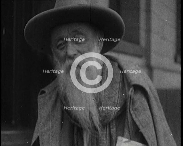 The Author Alfred Aloysius Horn Looking Rather Eccentric with a Long White Beard..., 1929. Creator: British Pathe Ltd.