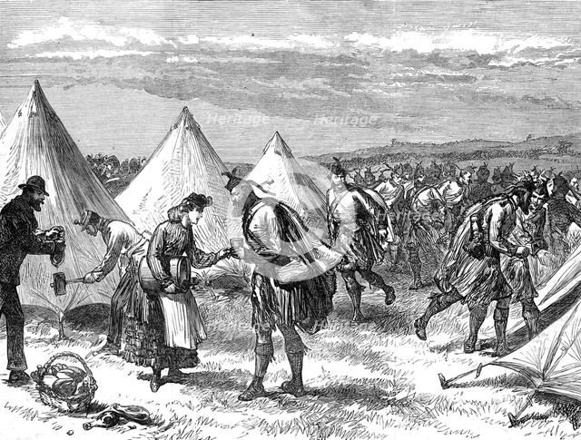 The Autumn Campaign: Arrival of Volunteers...the London Scottish breaking off to their tents, 1872. Creator: Unknown.