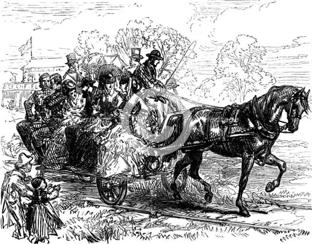 The Autumn Campaign on Dartmoor: tram car from the Rock to the 1st Division, 1873. Creator: Unknown.