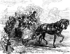 The Autumn Campaign on Dartmoor: tram car from the Rock to the 1st Division, 1873. Creator: Unknown