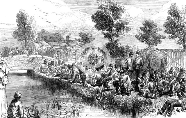 The Autumn Campaign on Dartmoor: volunteers resting by the river, 1873. Creator: Unknown.