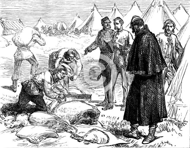 The Autumn Campaign on Dartmoor: issuing rations, 1873. Creator: Unknown.