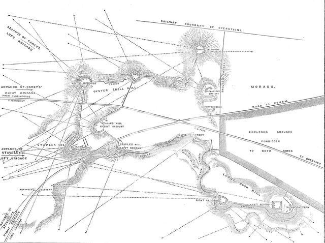 The Autumn Campaign: plan of Sir Hope Grant's intrenchments on Chobham Common, 1871. Creator: Unknown.