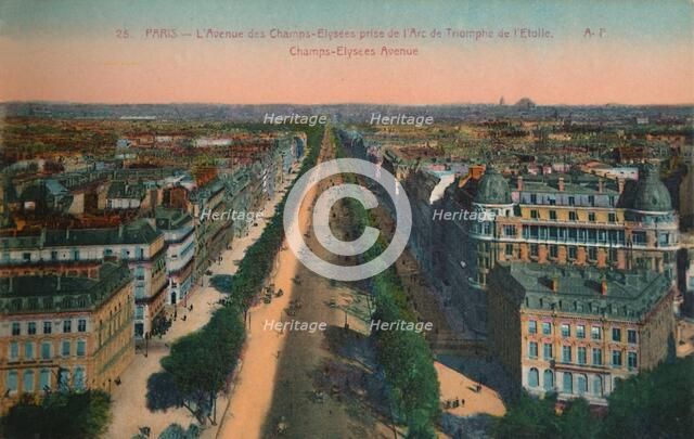 The Avenue des Champs-Elysées, Paris, c1920. Artist: Unknown.