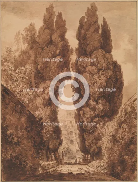 The Avenue of Cypresses at Villa d'Este, 1760 and c. 1765. Creator: Jean-Honore Fragonard.