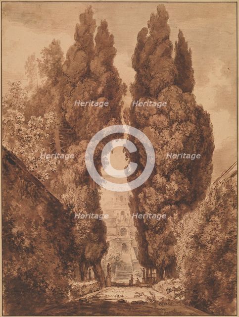 The Avenue of Cypresses at Villa d'Este, 1760 and c. 1765. Creator: Jean-Honore Fragonard.