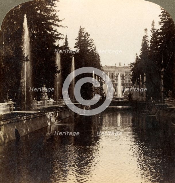 'The Avenue of Fountains, Imperial Palace of Peterhof, Russia', 1897. Creator: Underwood & Underwood.