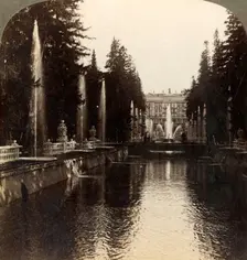 The Avenue of Fountains, Imperial Palace of Peterhof, Russia 1897. Creator: Underwood & Underwood