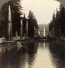 The Avenue of Fountains, Imperial Palace of Peterhof, Russia 1897. Creator: Underwood & Underwood