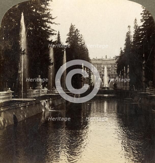 'The Avenue of Fountains, Imperial Palace of Peterhof, Russia', 1897. Creator: Underwood & Underwood.
