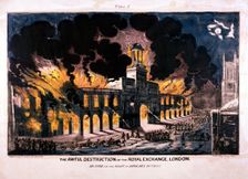 The Awful Destruction of the Royal Exchange (2nd) fire, London, 1838. Artist: W Clerk