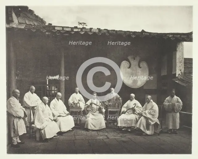 The Abbot and Monks of Kushan, c. 1868. Creator: John Thomson.
