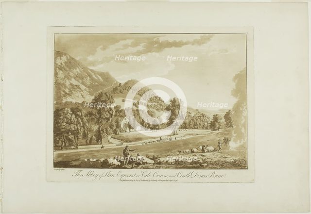The Abbey of Llan Egnerst or Vale Crucis, and Castle Dinas Bran, 1776. Creator: Paul Sandby.