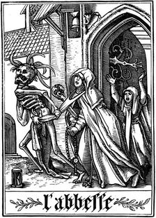 The Abbess visited by Death 1538. Artist: Hans Holbein the Younger