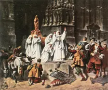 The Abbess of Frauenchiemsee protects her convent, 1632, (1936). Creator: Unknown