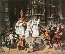 The Abbess of Frauenchiemsee protects her convent, 1632, (1936). Creator: Unknown