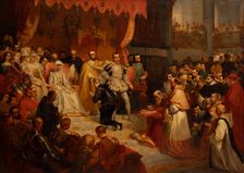 The abdication of Emperor Charles V in favor of his son Philip II At Brussels, 25 October 1555, 1842 Creator: Louis Gallait