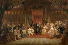 The abdication of Emperor Charles V in favor of his son Philip II on 25 October 1555, c1824. Creator: Philippe Jacques van Bree