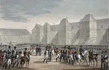 The abdication of Napoleon and his departure from Fontainebleau for Elba, 20th April 1814. Creator: Francois Pigeot