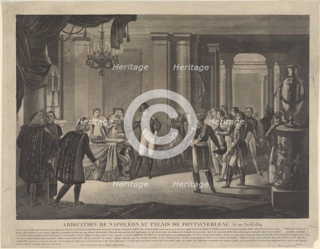 The Abdication of Napoleon at Fontainebleau, 1814. Artist: Anonymous  