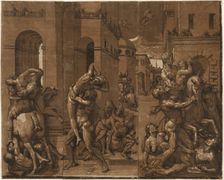 The Abduction of the Sabine Women, 1585. Creator: Andrea Andreani (Italian, about 1558-1610)
