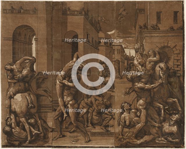 The Abduction of the Sabine Women, 1585. Creator: Andrea Andreani (Italian, about 1558-1610).