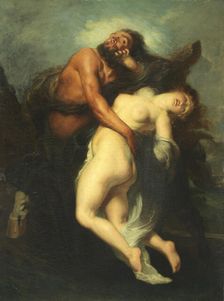 The Abduction of Deianeira by the Centaur Nessus. Creator: Decamps, Alexandre Gabriel (1803-1860)