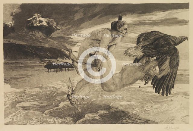 The Abduction of Prometheus (Opus XII, plate 24 from "Brahms Phantasy"), 1894. Creator: Klinger, Max (1857-1920).