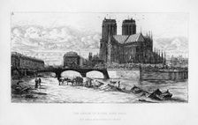 The abside (apse) of Notre Dame Cathedral, Paris, France, c19th century