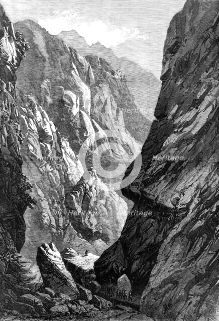 The Abyssinian Expedition: the Middle Sooroo Defile in the Senafe Pass, 1868. Creator: Mason Jackson.
