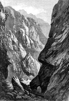 The Abyssinian Expedition: the Middle Sooroo Defile in the Senafe Pass, 1868. Creator: Mason Jackson
