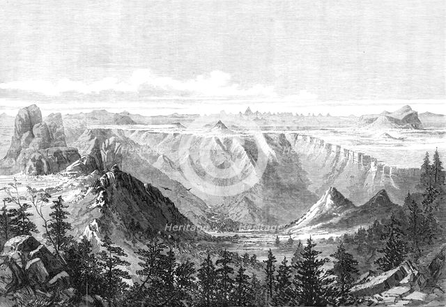 The Abyssinian Expedition: view of the plateau at Senafe, looking towards the Adowa Peaks, 1868. Creator: Mason Jackson.