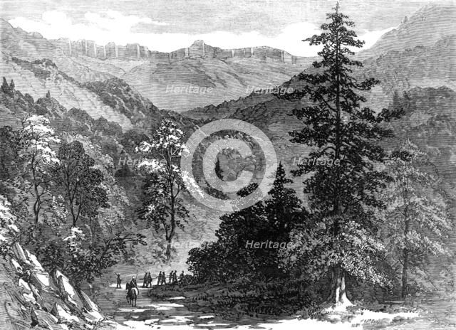 The Abyssinian Expedition: approach to the Abyssinian table-land, from Rayry Guddy, 1868. Creator: Unknown.